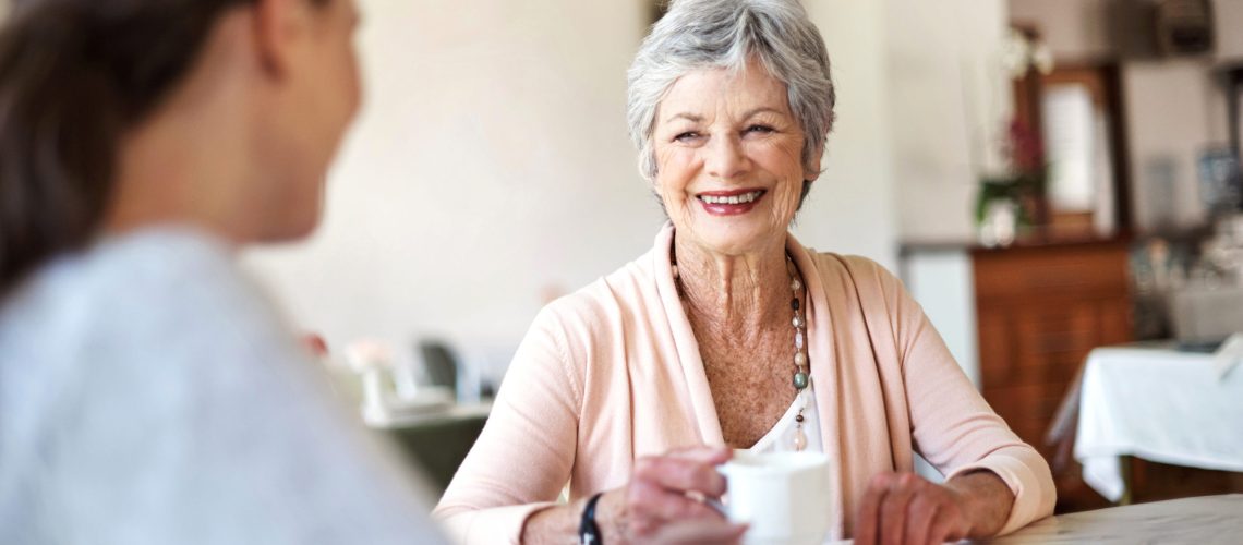 Shot of a senior woman having tea in a retirement home